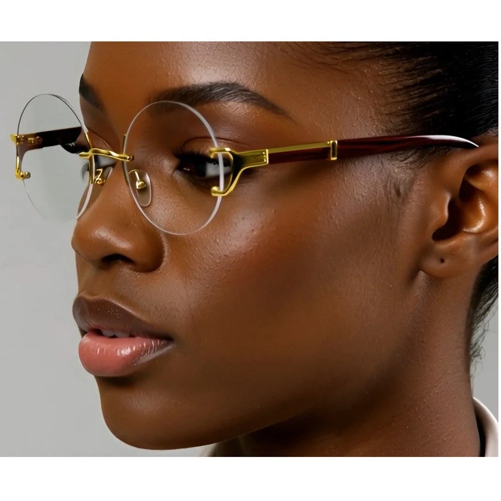 Rimless Round Clear Lens Women Sunglasses Style Buffs Trendy Female‎ Lentes 2026